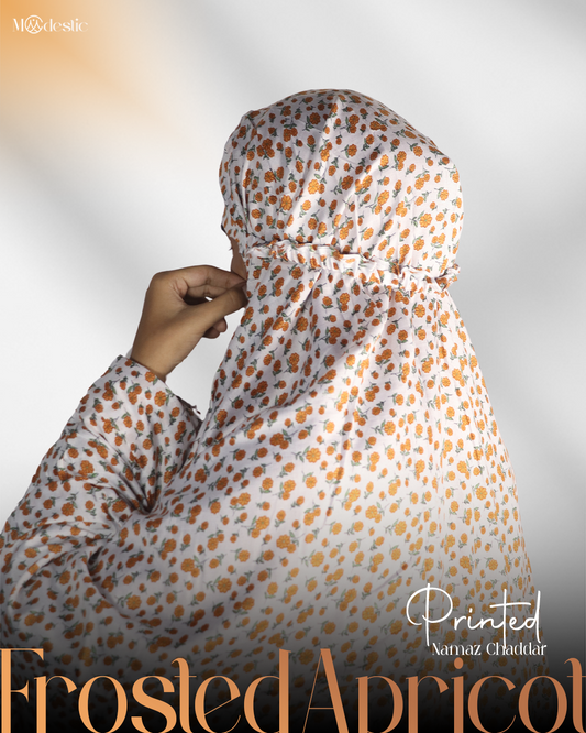 Long Namaz Chadar With Sleeves - Frosted Apricot