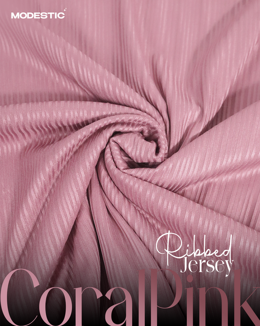 Coral Pink - Ribbed Jersey