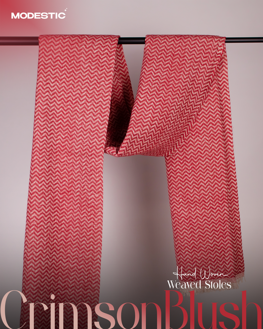 Crimson Blush - Hand Woven Weaved Stole