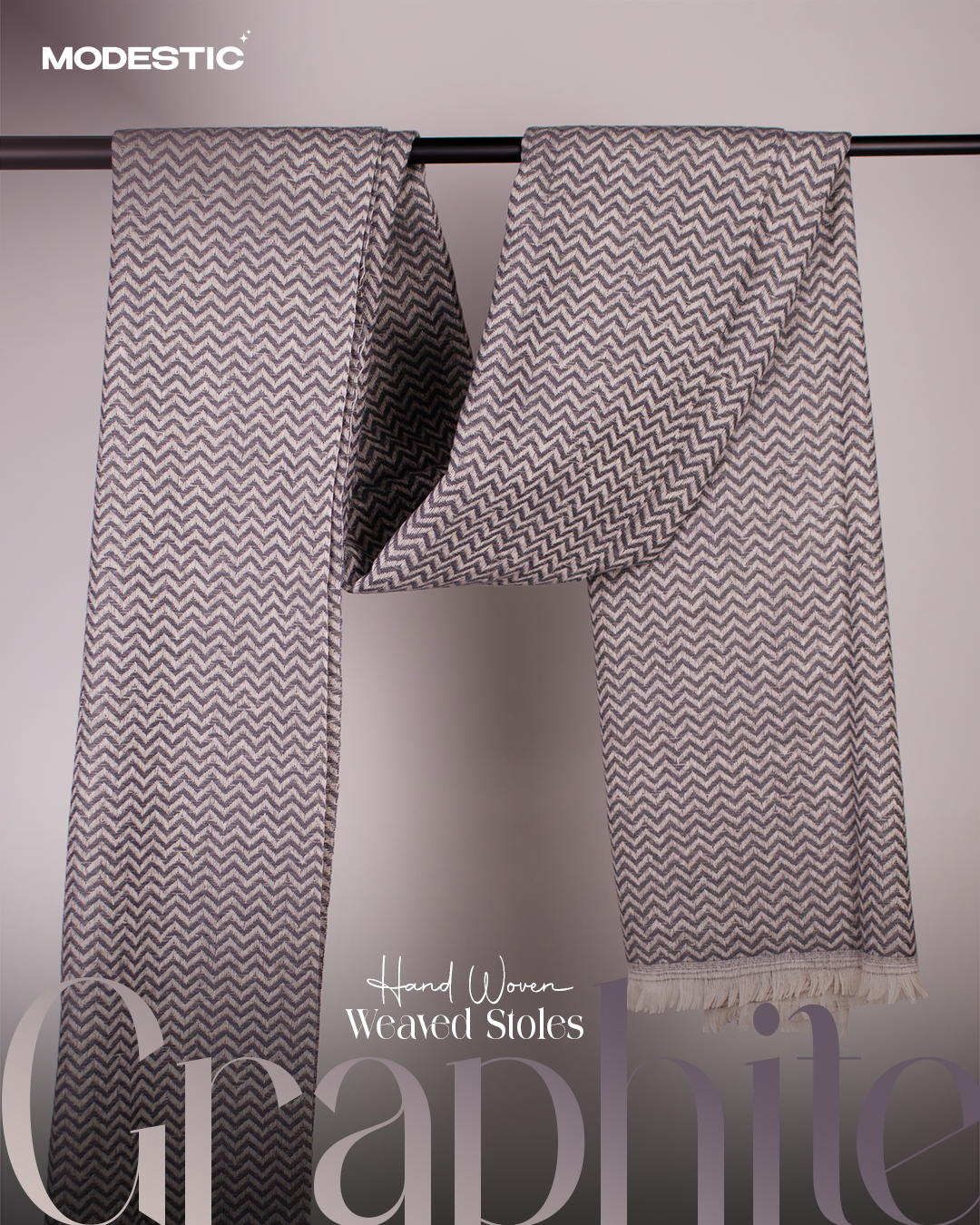 Graphite - Hand Woven Weaved Stole