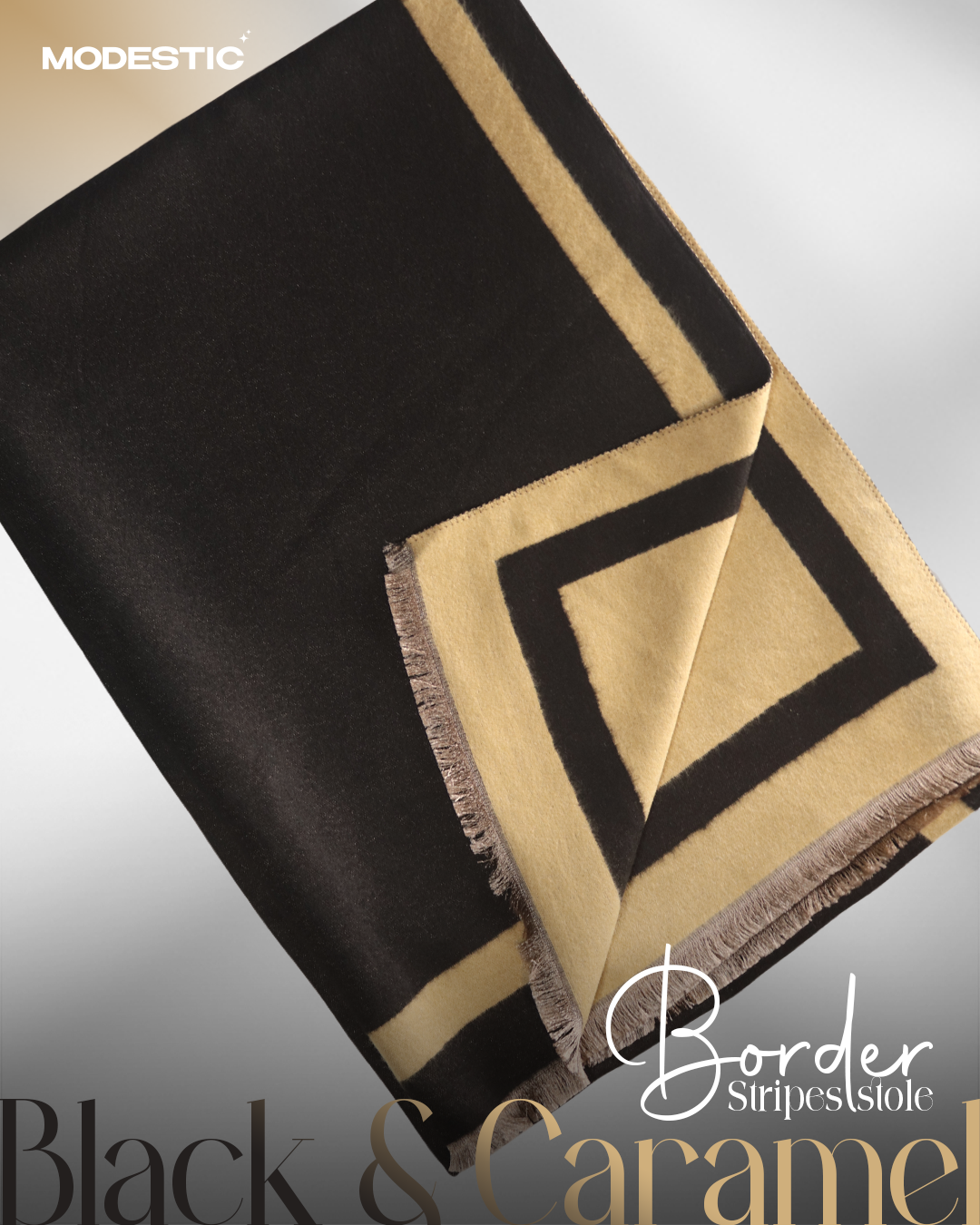 Black & Caramel - Border Stripes Stole