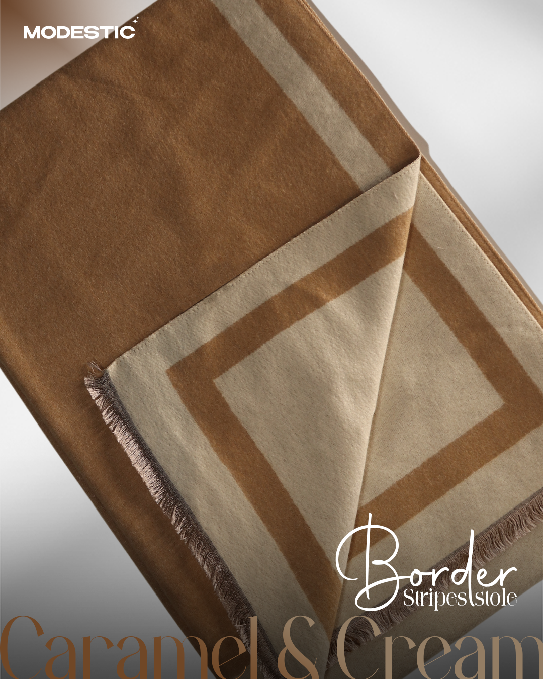 Caramel & Cream - Border Stripes Stole