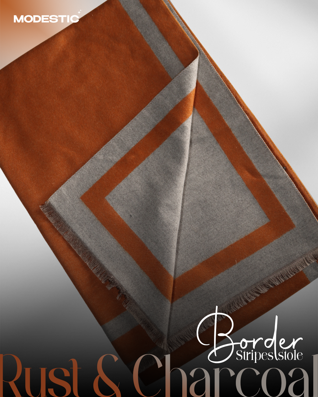 Rust & Charcoal - Border Stripes Stole